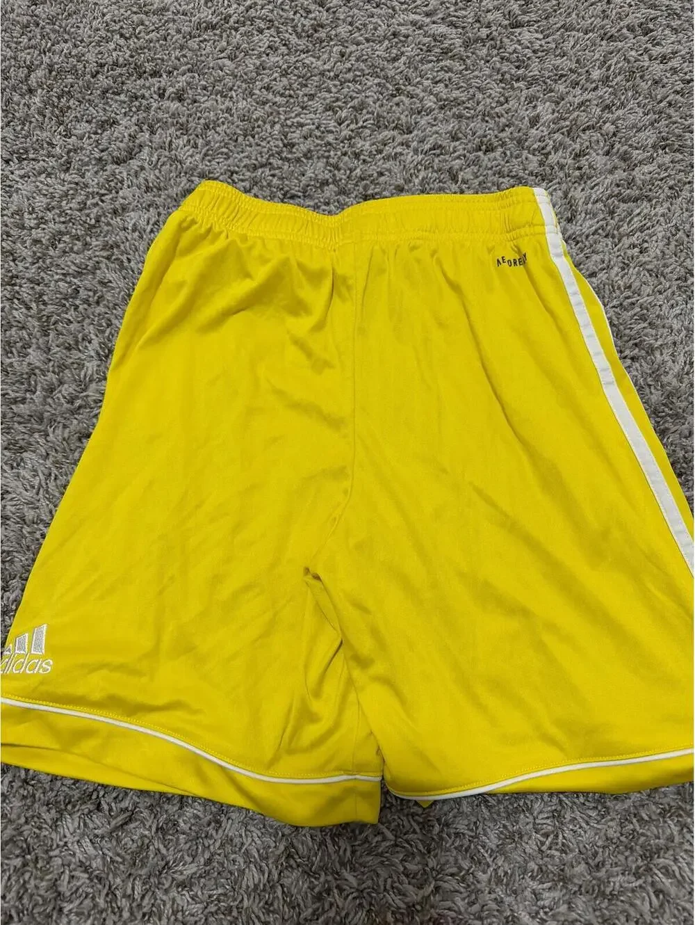 Adidas Boys Yellow Athletic Shorts Large - Picture 3 of 3